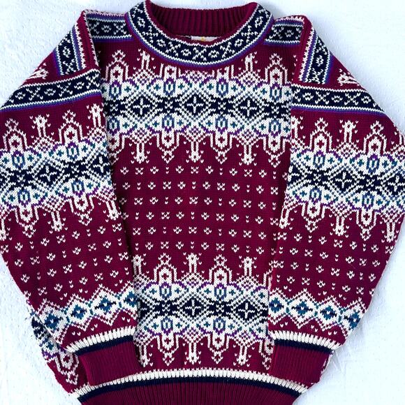 Vintage Dale of Norway Pure New Wool Nordic Fair Isle Chunky Sweater Ski Lodge - Picture 2 of 10
